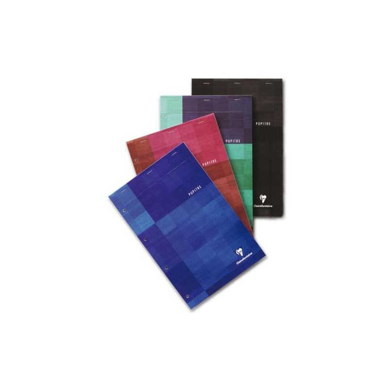 CLAIREFONTAINE Bloc pupitre 80 feuilles 90g format 21x31,5cm règlure grands carreaux agrafé perforé 66131
