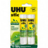 UHU Blister 2 stics colle blanche 21g ReNATURE. Tube bio fait à 58% d&#39;origine végétale,100% recyclables.