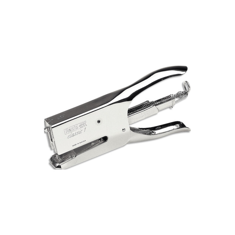 RAPID Pince-agrafeuse K1 Classic sous blister. Agrafe jusqu'à 50 feuilles. Agrafes 26/6-8+. Chromé