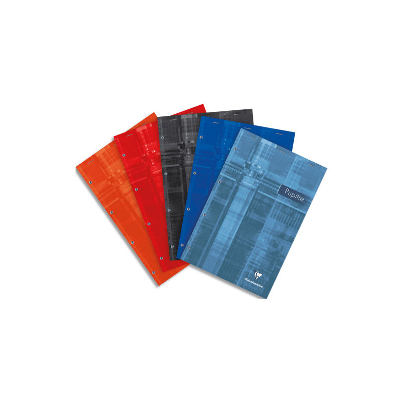 CLAIREFONTAINE Bloc Pupitre agrafé en-tête 160 feuilles format A4+ réglure 5x5. Coloris assortis