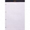 RHODIA Bloc de direction couverture Noire 80 feuilles (160 pages) format A4+ perforées Séyès