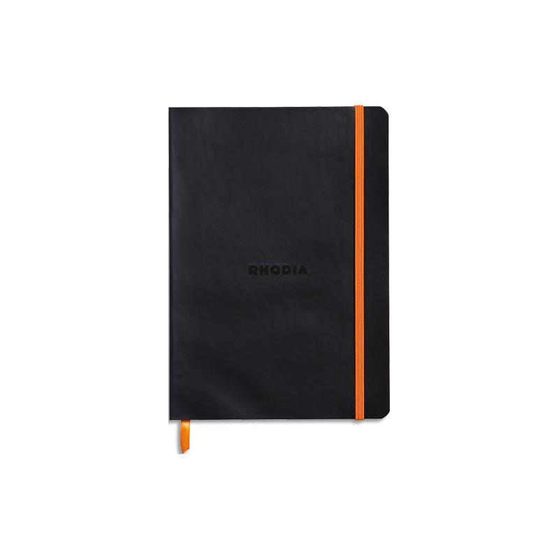 RHODIA Carnet Rhodiarama souple 14,8x21cm 160 pages points Dot / élastique. Couverture simili-cuir Noir
