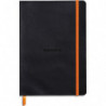 RHODIA Carnet Rhodiarama souple 14,8x21cm 160 pages points Dot &#47; élastique. Couverture simili-cuir Noir