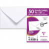 CLAIREFONTAINE Paquet 50 enveloppes blanches 120g 90x140mm gommées