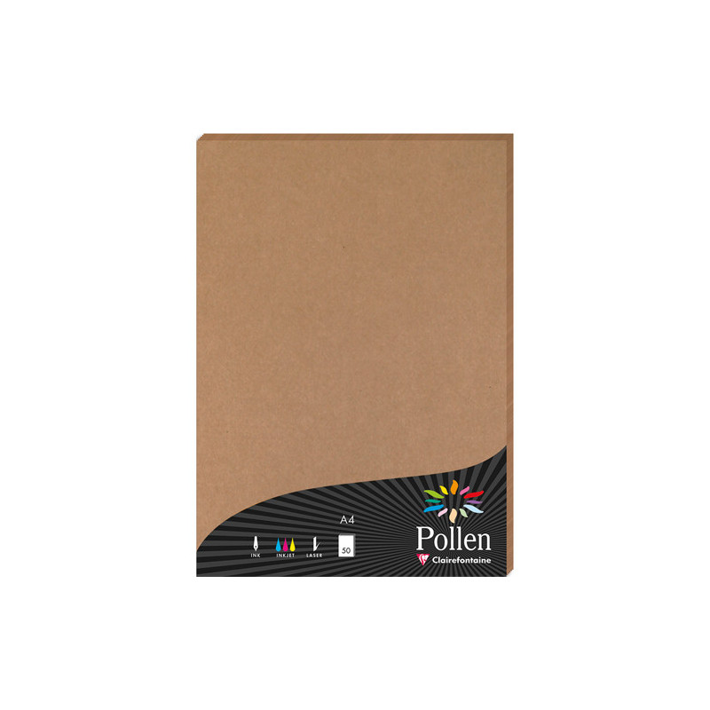 CLAIREFONTAINE Etui de 50 feuilles 210g POLLEN 21x29,7cm. Coloris Kraft