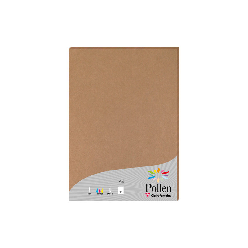 CLAIREFONTAINE Etui de 25 feuilles 210g POLLEN 21x29,7cm. Coloris Kraft
