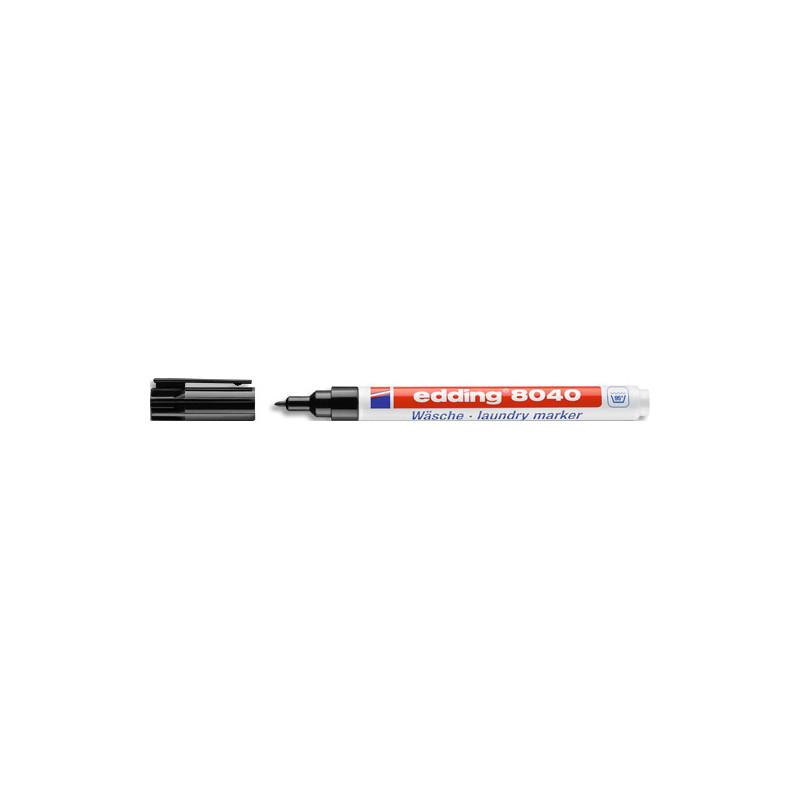 EDDING Marqueur spécial textile. Point ogive 1mm. Encre indélébile résistante à l'eau jusqu'à 95&deg;C. Noir