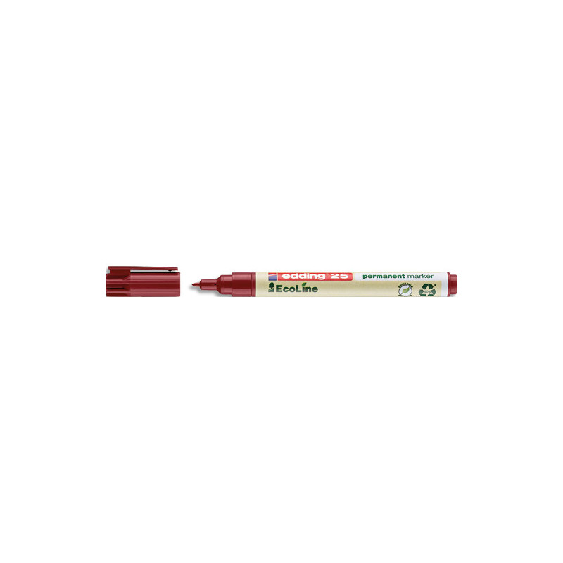 EDDING Marqueur Permanent ECOLINE 25. Pointe ogive fine 1mm. Ecris sur presque tous les matériaux. Rouge