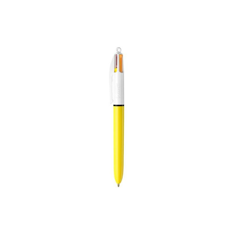 BIC Stylo bille 4 Couleurs Sun rétractable. Pointe moyenne 1,00mm. Encre fun: rose, violet, orange, jaune
