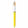 BIC Stylo bille 4 Couleurs Sun rétractable. Pointe moyenne 1,00mm. Encre fun: rose, violet, orange, jaune
