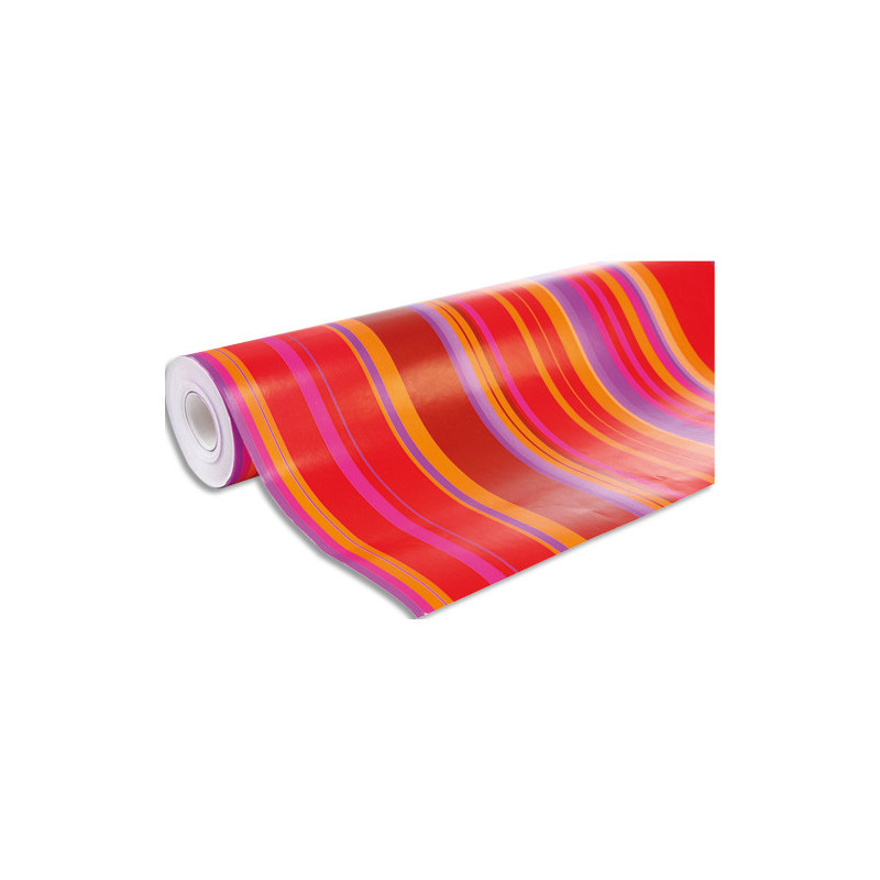 CLAIREFONTAINE Bobine Papier Cadeau Alliance 60g 50x0,70mm Rayure rouge&#47;or&#47;rose