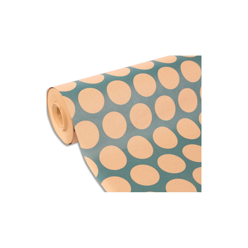 CLAIREFONTAINE Rouleau à Papier Kraft, motifs Pois Kraft sur fond Bleu