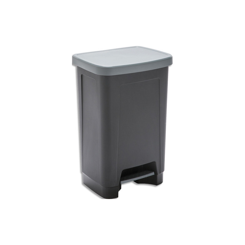 SUNDIS Poubelle à pédale 50L largeur 40 x hauteur 58 x profondeur 33 cm