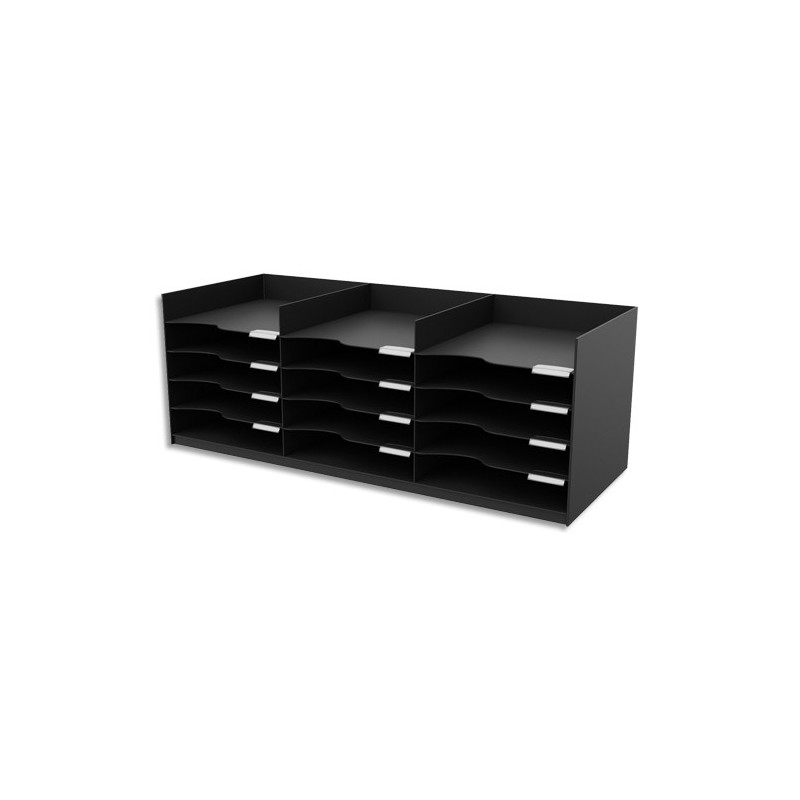 PAPERFLOW Bloc à 15 Cases Pour le classement des documents A4 ou 24x32 cm,H.31,3 x P.32,7 x L.85,7, Noir