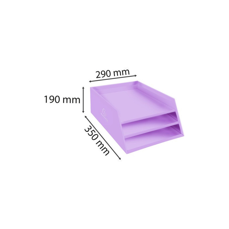 EXACOMPTA Corbeille à courrier Aquarel 3 niveaux en carton Dim(lxhxp): 35 x 19 x 29 cm. Mauve