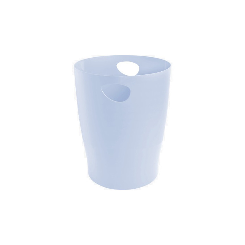 EXACOMPTA Corbeille à papier ECOBIN AQUAREL 15L en polypropylène. Dim (&Oslash; x H) : 26 x 33,5 cm. Bleu pastel