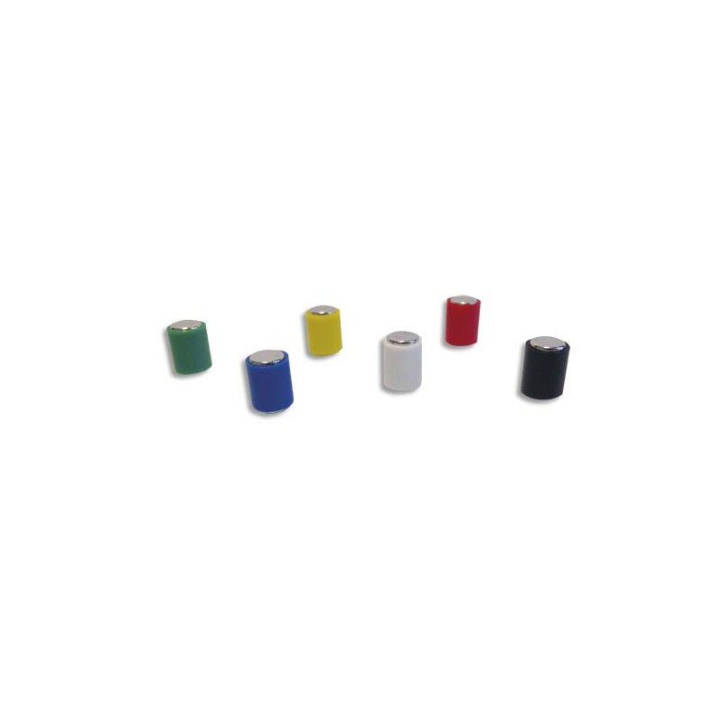 WONDAY Lot de 12 aimants magnétiques cylindrique. Diamètre 6mmx10mm - 1 à 20 feuilles - assortis