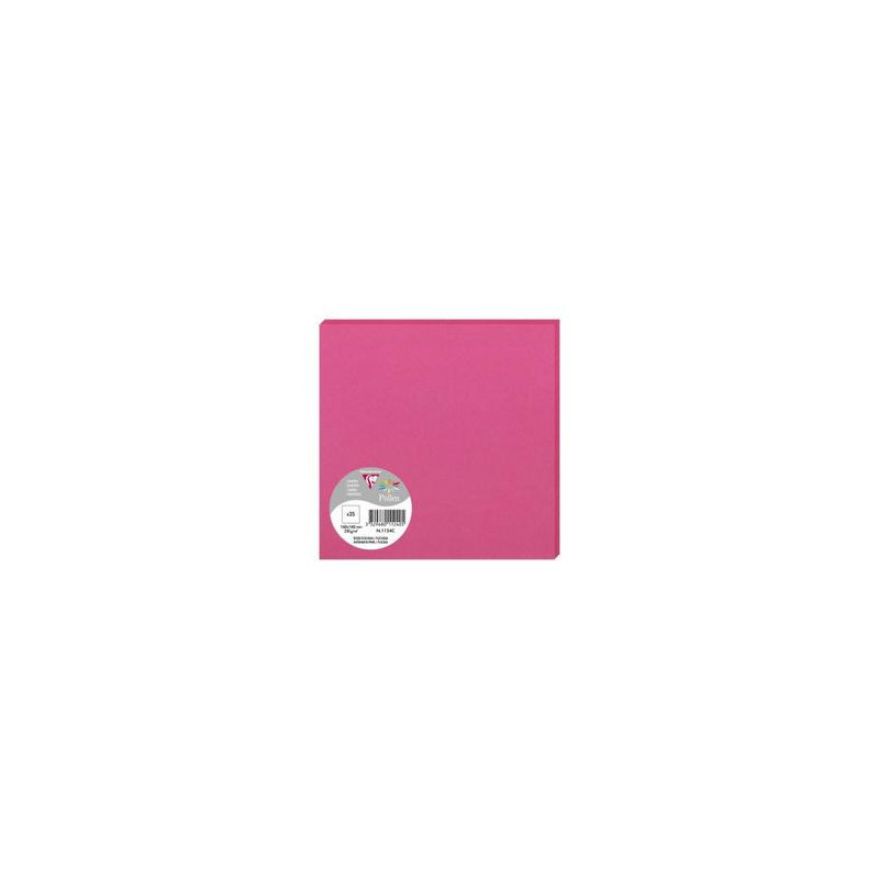 CLAIREFONTAINE Paquet de 25 cartes 210g POLLEN 16x16cm. Coloris Fuchsia