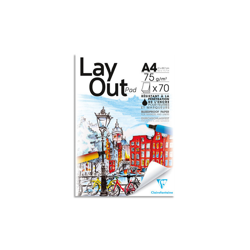 CLAIREFONTAINE Bloc Collé Layout A4 70F 70g