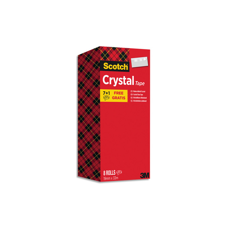 SCOTCH Tour de 8 rouleaux de ruban Crystal 19 mm x 33 m