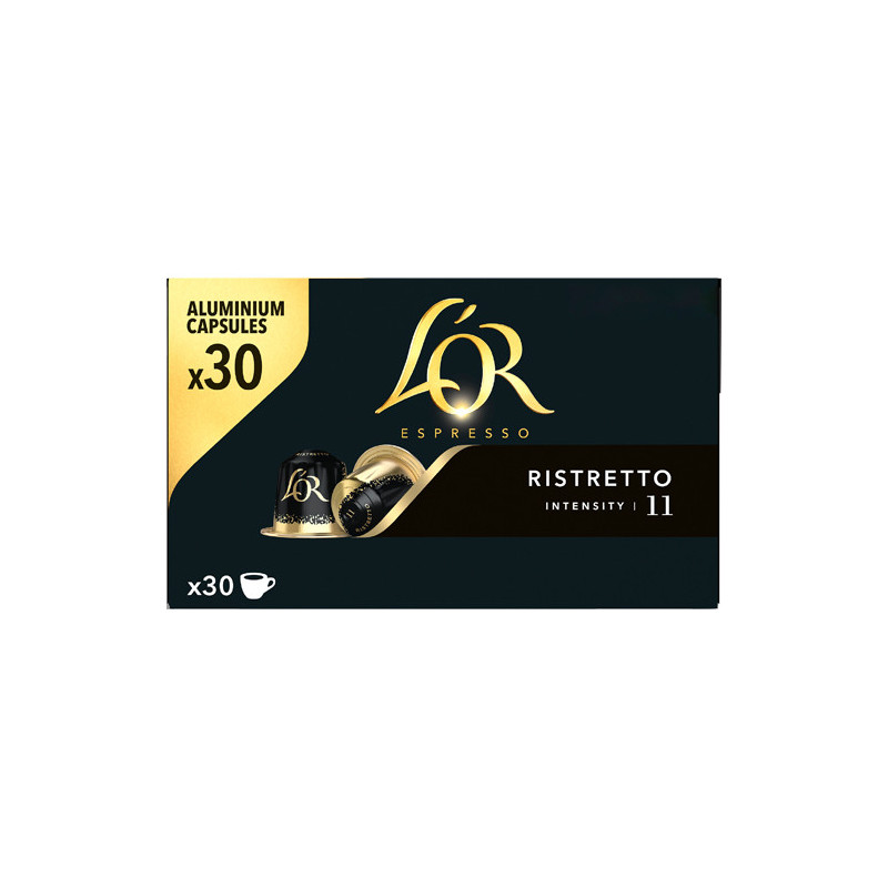 L&#39;OR Boîte de 30 dosettes de café moulu corsé 100% Arabica Espresso Ristretto