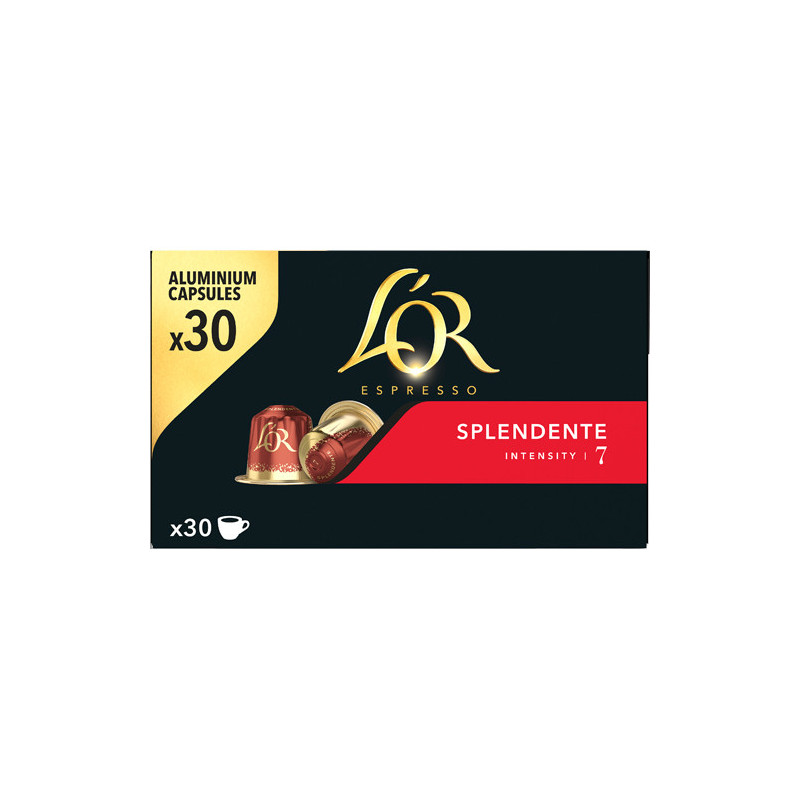 L'OR Boîte de 30 dosettes de café moulu corsé 100% Arabica Espresso Splendente