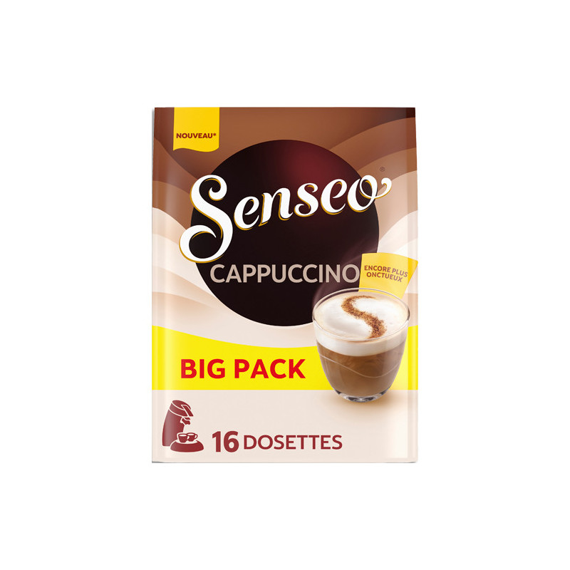 SENSEO Paquet de 16 dosettes de café moulu Cappuccino 125g, environ 7,2g par dosette