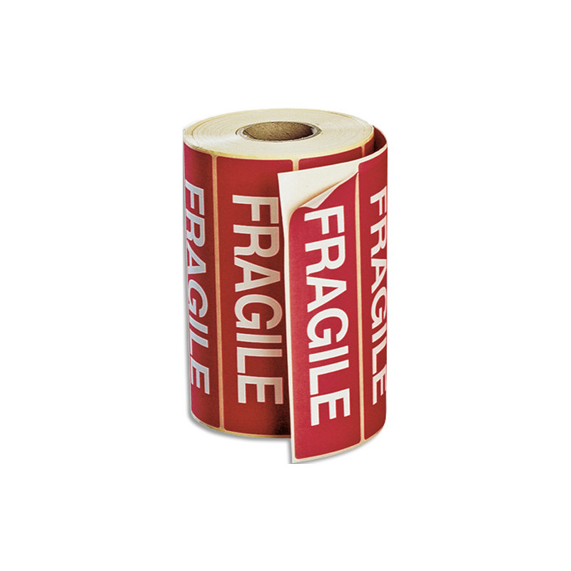 Rouleau de 1000 étiquettes rouges - ''FRAGILE'' Blanc 120 x 50 mm ETFR