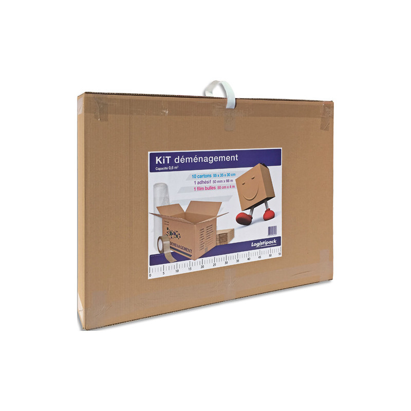 Kit déménagement - 10 Caisses déménagement 550x350x300mm -1 rouleau Ruban adhésif 50mmx66M -1 Rou KITDEM