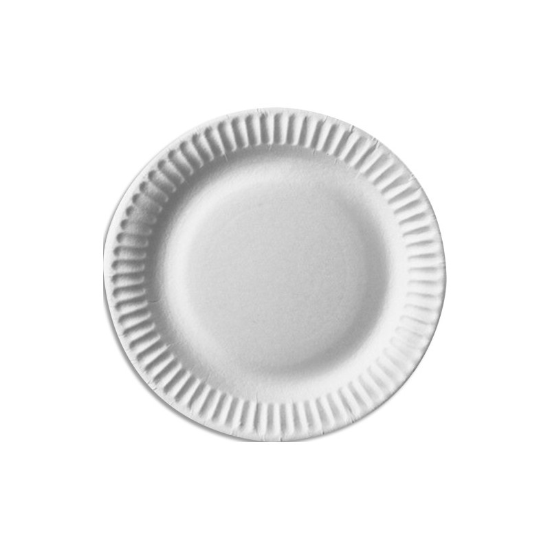 Lot 100 Assiettes &Oslash; 15 cm rondes en carton blanc 2215100ASS