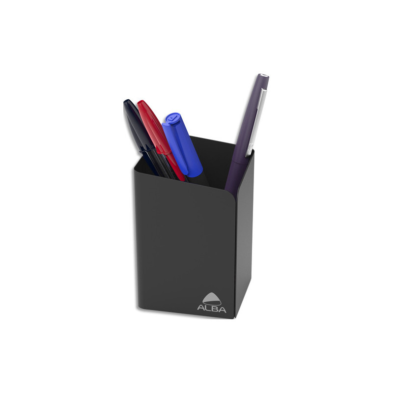 ALBA Pot à crayons en métal plein ODESK. Coloris noir
