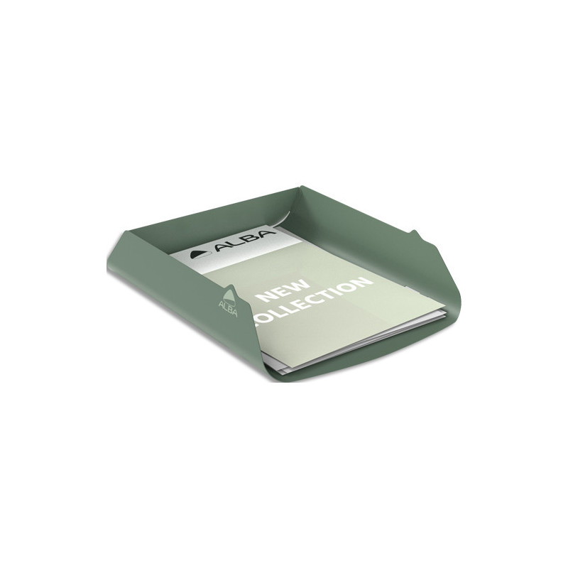 ALBA Corbeille à courrier en métal plein ODESK. Coloris vert celadon