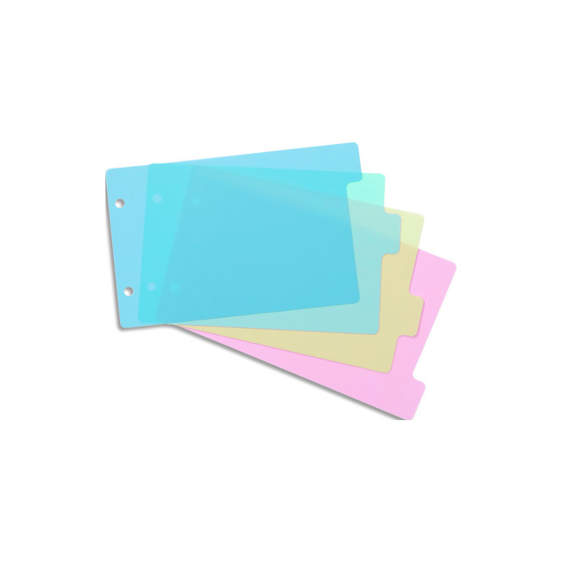 VIQUEL Jeu de 4 intercalaires polypropylène RAINBOWPASTEL A5 portrait (classeur à fiche). Coloris pastel