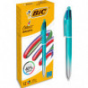 BIC Stylo bille 4 couleurs rétractables Smooth. Pointe Moyenne (1,0 mm) - Corps irrisé vert