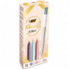 BIC Stylo bille 4 couleurs rétractables Pearl. Pointe Moyenne (1,0 mm) - Coloris assortis