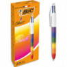 BIC Stylo bille 4 couleurs rétractables Punch Arc en ciel. Pointe Moyenne (1,0 mm) - Coloris vifs
