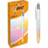 BIC Stylo bille 4 couleurs rétractables Sweet Arc en ciel. Pointe Moyenne (1,0 mm) - Coloris pastel