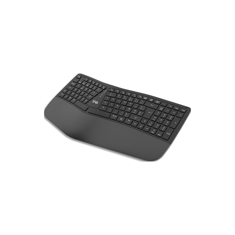 TNB Clavier ergonomique sans fil rechargeable bluetooth + 2,4ghz - noir KBWERGO