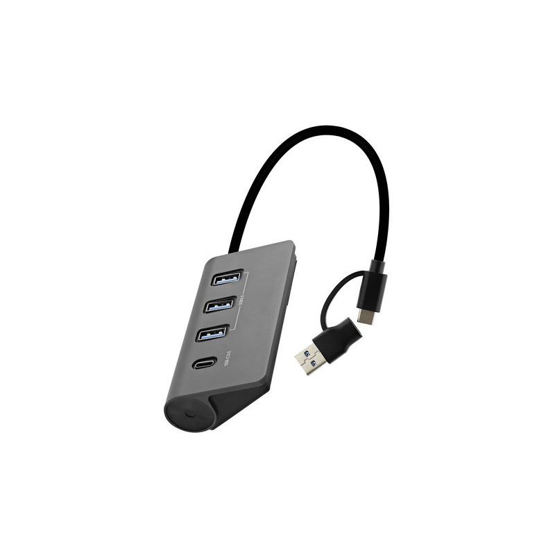 TNB Hub 4 ports usb 3.0 auto-alimenté - usb-a et usb-c - gris sidéral HUBUSB4ALUC