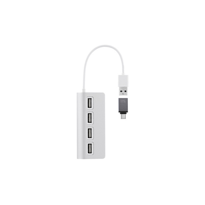 TNB Hub 4 ports usb 2.0 auto-alimenté - aluminium HUBUSB4ALU