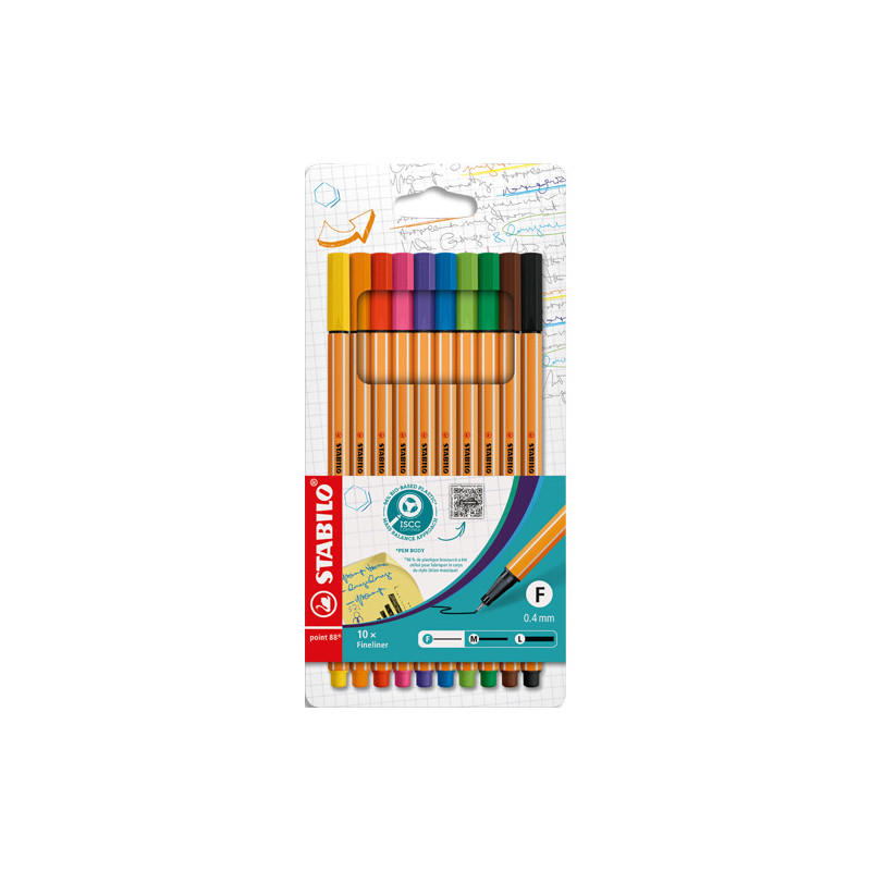 STABILO Etui de 10 stylos feutres POINT MAX, pointe moyenne 0,8mm. Coloris assortis standard