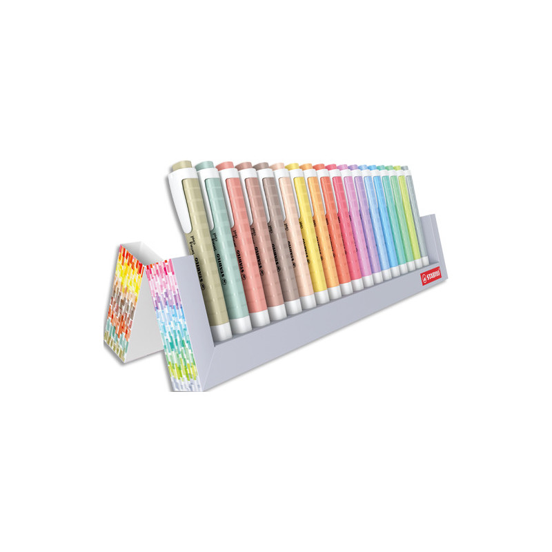 STABILO Set de 18 surligneurs de poche SWING COOL. Coloris assortis : 12 pastel + 6 naturecolors