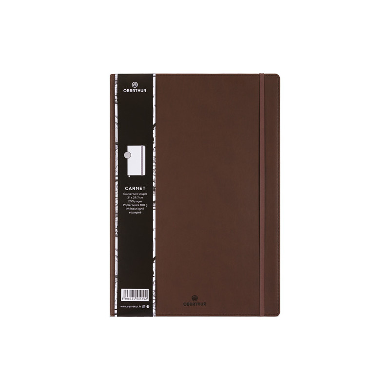 OBERTHUR Carnet a4 balthazar brun - 200 pages - souple - ligne 453410