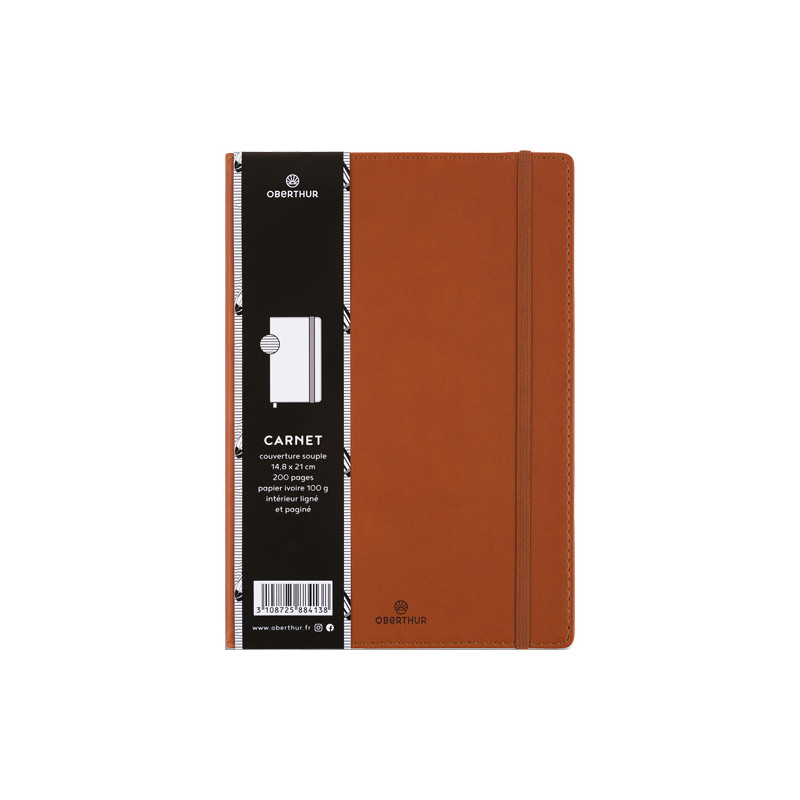 OBERTHUR Carnet a5 balthazar cognac - 200 pages - souple - ligne 588413
