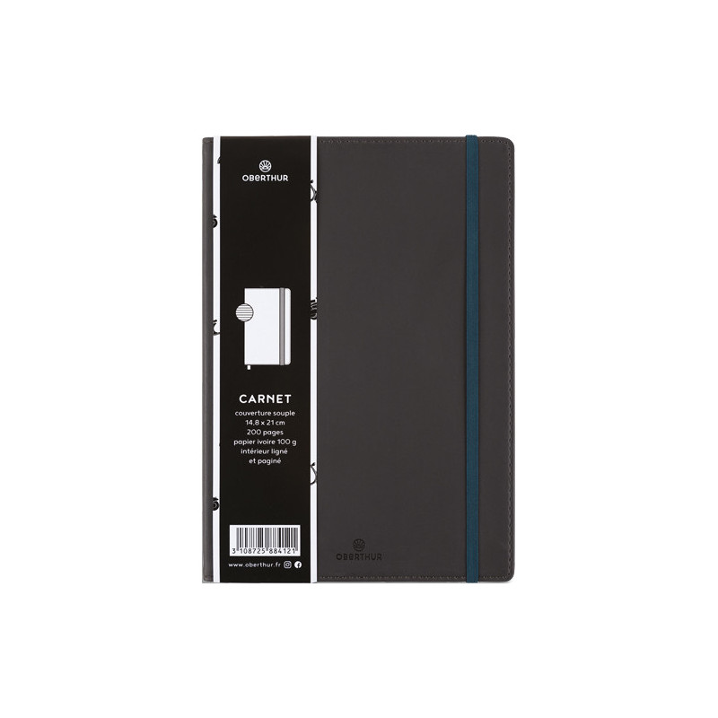 OBERTHUR Carnet a5 balthazar gris - 200 pages - souple - ligne 588412