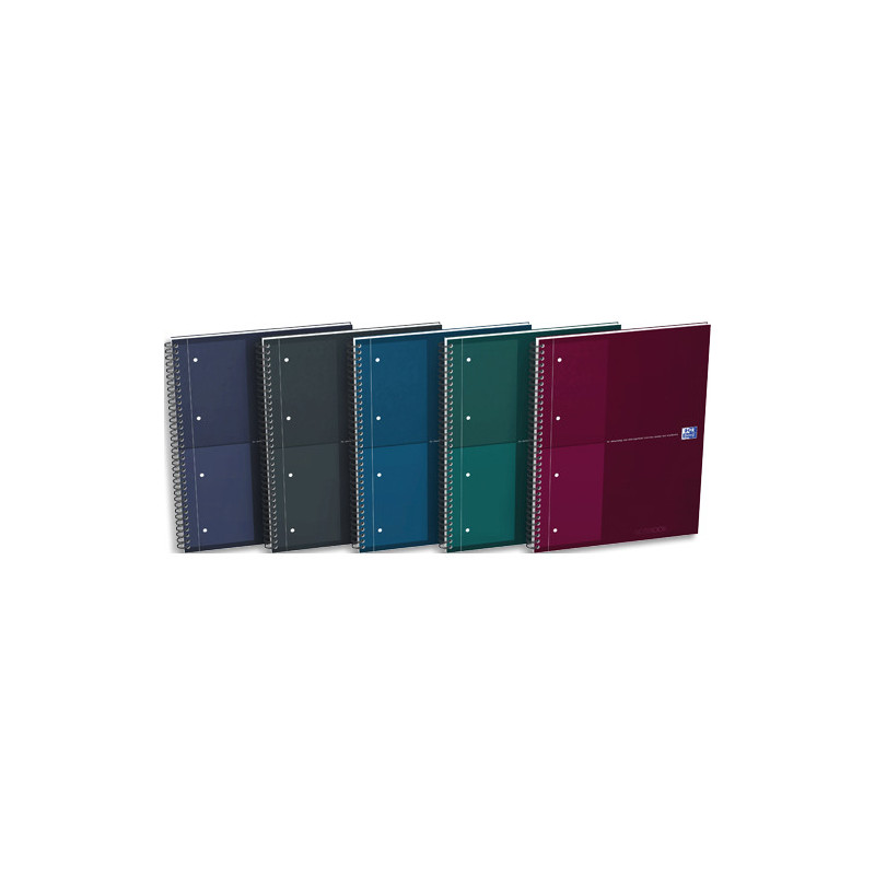 OXFORD Cahier NOTEBOOK spirales 160 pages perforées 80g 5x5 21x31,8cm Couverture polypro assortie