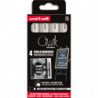 UNI-BALL Set de 4 marqueurs craie CHALK MARKER. Pointe moyenne. Coloris blanc