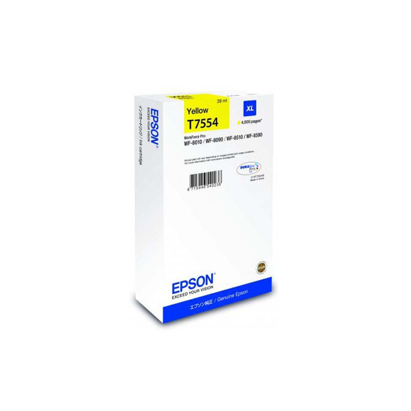 EPSON Cartouche Jet d'Encre Jaune XL (4 000 p) WF-8xxx - C13T755440