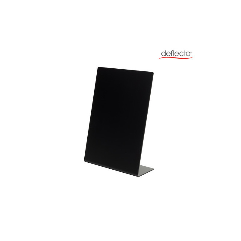 DEFLECTO Ardoise inclinée en L en acrylique noir. Epaisseur 2 mm, format A7, 74 x 105 mm SSPA714-2