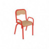 Chaise 4 pieds maternelle - encastré avec accoudoirs ral: rouge 3000T0